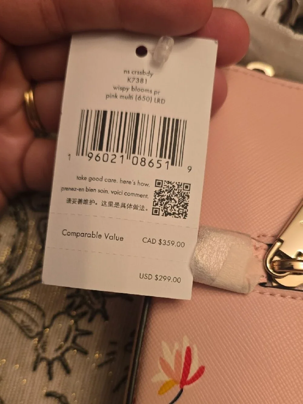 kate spade Blush Pink Floral Crossbody with Gold Hardware